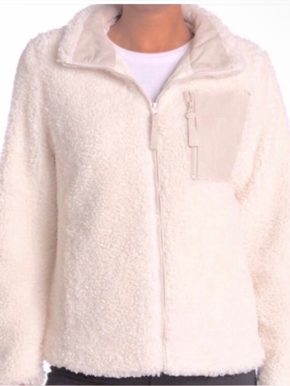 Boundless North Cream Teddy Jacket with Zip Pocket Size XL
